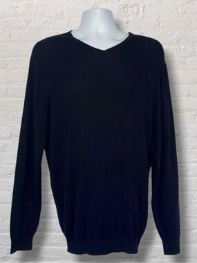ZARA Man Black V-Neck Sweater | Size Large | Lightweight Knit